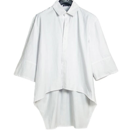 XS-5XL Shirt Asymmetric Mid-Length Casual Shirt Genderless Streetwear Ballroom Fashion Versatile Long-Sleeve Top Unisex 2025 New