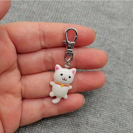 7pcs Cat Keychain For Men And Women Cartoon Accessories Durable Keyring With Lobster Clasp Decorative Gift For Bags Car Keys