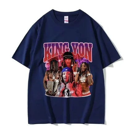 Rapper K-King Von Graphic Print T-Shirts Men Women Streetwear Hip Hop Fashion Cotton Oversized Tops Harajuku Y2K Summer New Tees