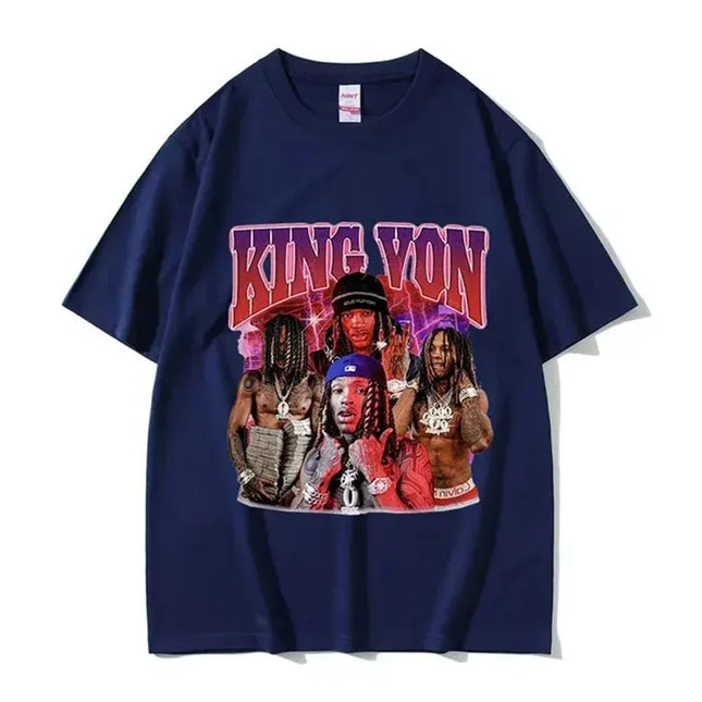 Rapper K-King Von Graphic Print T-Shirts Men Women Streetwear Hip Hop Fashion Cotton Oversized Tops Harajuku Y2K Summer New Tees
