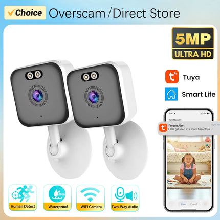 5MP Tuya Smart Mini WiFi IP Camera Indoor Wireless Compact Camera Home Security Two-Way Audio CCTV Surveillance Block Camera