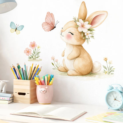 Easter Bunny Wall Sticker Cute Rabbit Family Nursery Wall Decals Kids Room Bathroom Vinyl Wall Art Baby Room Decor Spring Easter
