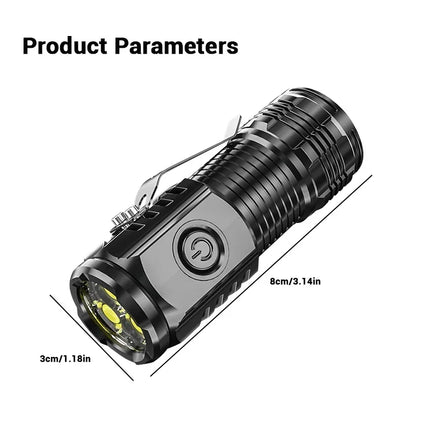 Mini 3 LED Flashlight With Pen Clip Portable Brightness,Rechargeable Waterproof Emergency Spotlight Outdoor Night Walking Torch
