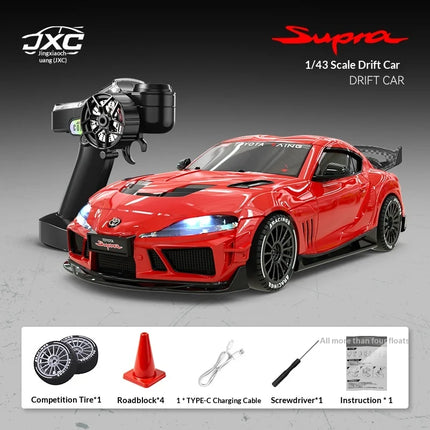 New 1:43 RC Drift Car, 2.4G Four-wheel Drive, with Steering Gyroscope Adjustable Speed Cool Light, JXC SP4301 RC Car Toy Gift