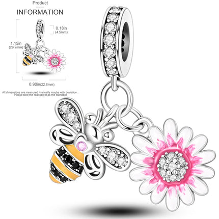 New 925 Sterling Silver Charms Beads Sunflower Flower Daisy Original Charm Pendant Fit Charm Bracelets DIY Jewelry Birthday Gift