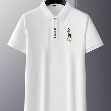 Brand Embroidered Men's Pure Cotton Popsicle Cotton Short Sleeve Polo Shirt Summer New Business Casual Breathable Men's Top 4XL