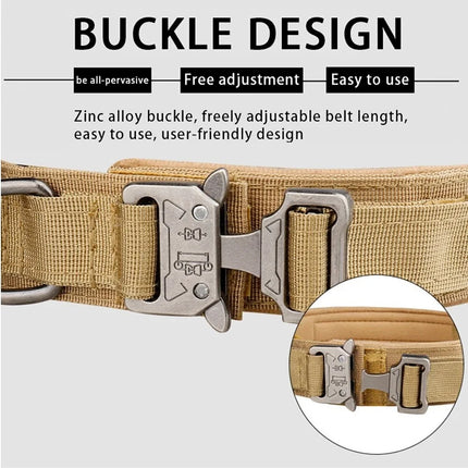 Outdoor Tactical Dog Collar Metal Buckle Collar for Dog Pet Products Nylon Medium Large Dog Training Neck Collars Accessories