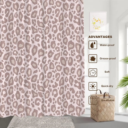 Blush Pink Leopard Print Shower Curtain Soft Animal Pattern Bathroom Decor Feminine Style Waterproof Fabric Trendy Home Design