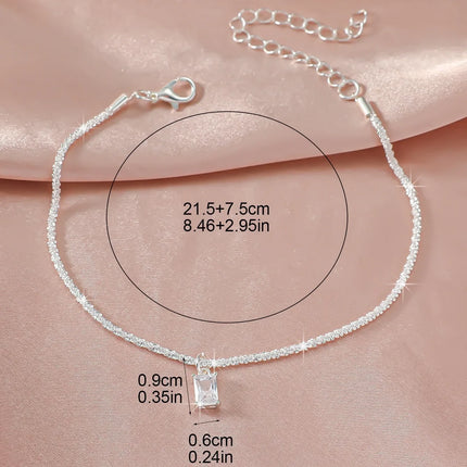 Shiny Sparkling Simple Anklet for Women Cross Pendant Silver Color Elegant Jewelry Female Beach Ankle Bracelet on Foot Gifts