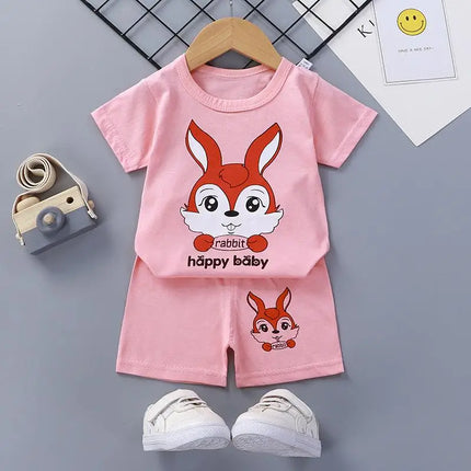 Boutique Clothing New Children's Short-sleeved Shorts Suit Summer Baby Boys Girls T-shirt Two-piece Set 0-1-2-3-4 Years Old