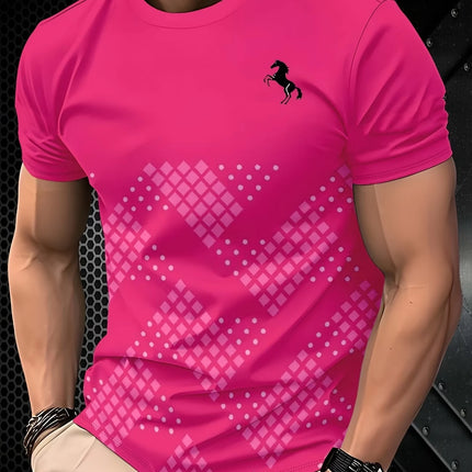 Men's Summer Luxury Gradient 3D Print T-Shirt, Turquoise Gold Swirl Wave Abstract Pattern, Crew Neck Short Sleeve, Breathable &