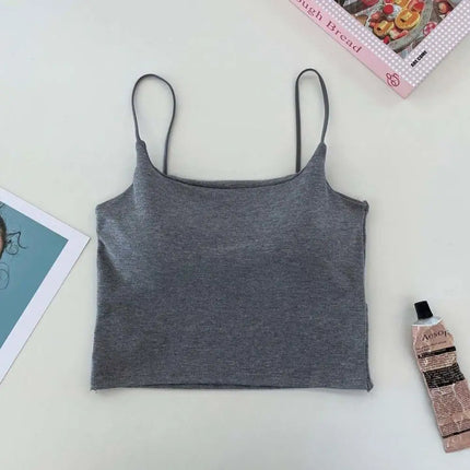 New Women's Tank Tops: Sexy Hollow Back Camisole with Chest Pad, Summer Basic Elastic Tank Top, One-Piece Vest, Casual Short Crop Tops