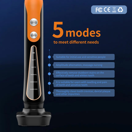 S9 Sonic Electric Toothbrush for Adult Whitening&Gum Care,Rechargeable 180-Day Battery 5 Modes IPX7 Waterproof,4 Brush Heads