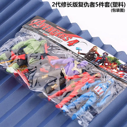 5Pcs Avengers: Captain America Thor Hulk Iron Man Figurine Doll Marvel Vinyl Face Figurines Toys Funny Decor Model Kids Toys