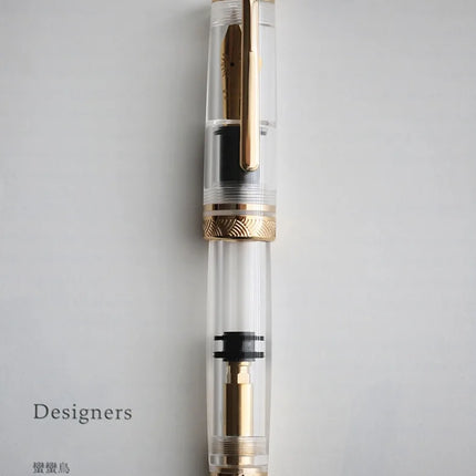 MAJOHN P140 Transparent Fountain Pen Sun Nib Metal Copper Piston Light Resin Body PK X159 9019 Stationery School Supplies