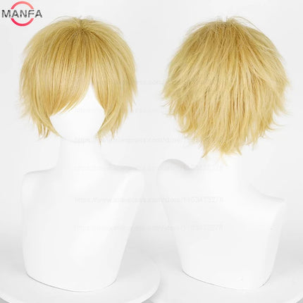 Anime 30cm Short Straight Cosplay Wig Black White Green Brown Purple Blue Gray Red Gold Man Women Heat Resistant Synthetic Hair