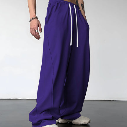 Men's Straight Sweatpants Wide Leg Track Pants Sports Baggy Pants Breathable Outdoor Jogging Pants Fashion Streetwear Trousers
