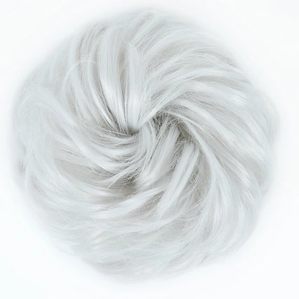 Azqueen Synthetic Messy Bun Chignon Donut Gary Brown Color Hair Bun Pad Elastic Hair Rope Rubber Band Hair Extensions