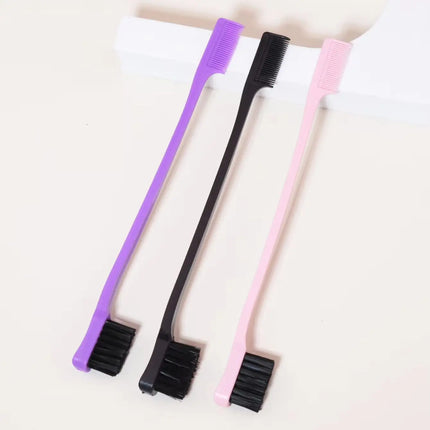 Professional hairdressing edge brush, anti-static double headed edge brush, hairdressing salon tool, special for real hair wigs