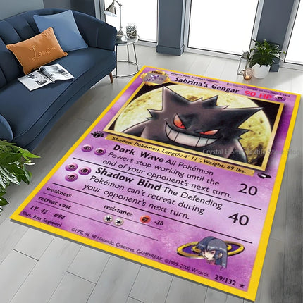 Potdemiel Pokemon Cards Gengar Area Rugs Carpet For Living Room Home Decoration Children's Crawling Living Room Game Floor Mat