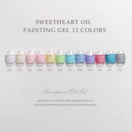 12 Colors Set No-wash Embossed Texture UV Gel Glitter Nail Art Paint Chrome Nail Art Colored Gel Paint