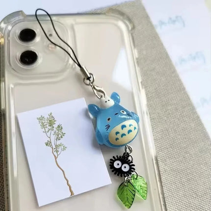 Kawaii Blue Animal Totoro Phone Charm Soot Sprite Keychain Woodland Anime Cat Cosplay  Handmade Y2K Gift Pendant Accessories