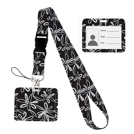 Flower design Lanyard Business Credit horizontal Card Holder Neck Strap Keychain Hang Rope ID Badge Holder Lariat Lasso