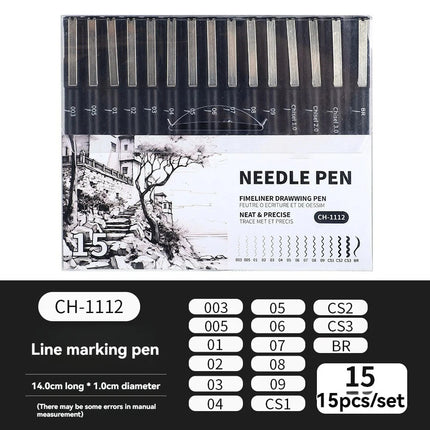 15/3 Size Fineliner Pens Black Micro Pigment Liner Pen Multiliner Drawing Pen for Artist Sketching Drawing Drafting Comic Design