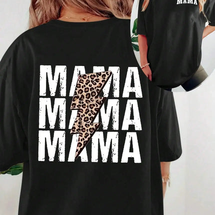 Lightning Leopard Pattern Mother's Day Women's T-Shirts Fashion Cotton T-Shirts Street Hip Hop Clothing Loose Breathable T-Shirt