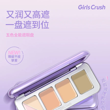 GirlsCrush 5Color Concealer Plate Brighten Lacrimal Groove Covers Acne Black Eye Circles Cream Moisturizer  Face Makeup