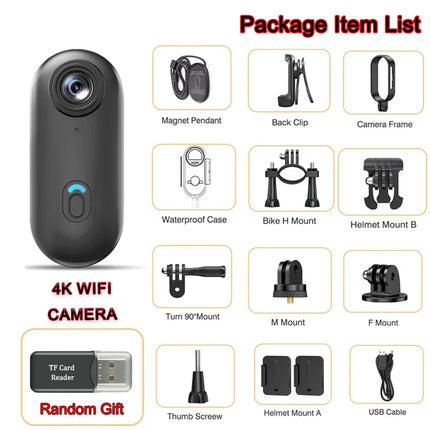 4K Mini WiFi Magnetic POV Body Sport Action Cameras Pocket Video vlogging Wireless Helmet Motorcycle Waterproof Bike HD Recorder