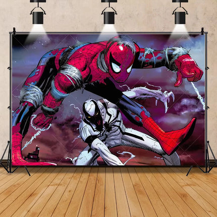 Venom Themed Photography Background Banner Carnage Dark City Backdrop Marvel Superhero Boy Birthday Party Decoration Photo Props
