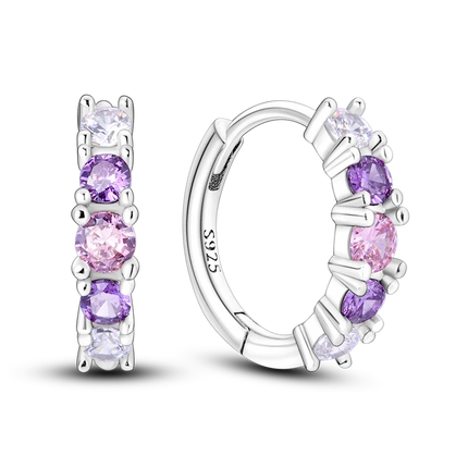 925 Sterling Silver Purple Series Feather Butterfly Dream Catcher Firefly Zircon Earrings for Women Luxury Jewelry Wedding Gift