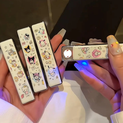 Kuromi USB Charging Lighter, Hello Kitty Ultra Thin Windproof Lighter, Ins High Beauty Creative Personalized Cigarette Lighter