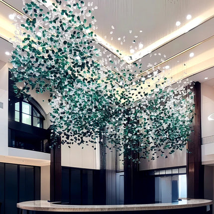 Luxury Hotel Lobby Chandelier Customized Long Led Pendant Light Villa Hall Hanging Lamp Modern Glass Hanging Lights Lustre