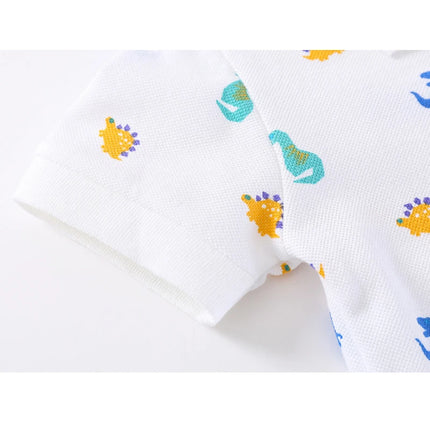 Collar Baby Boy Polo T Shirt 3 to 6 9 12 18 Months 100% Cotton White Blue Kids Polos Dino Astronaut Luxury Designer Boys Clothes