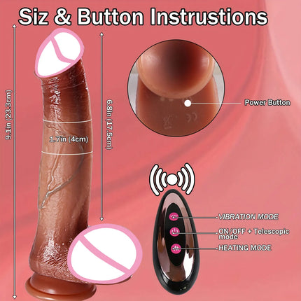 Realistic Huge Dildo Vibration For Female Masturbation Telescopic Penis Penetration Anal Vibrator Big Dick Sexy Adult Sex Toys