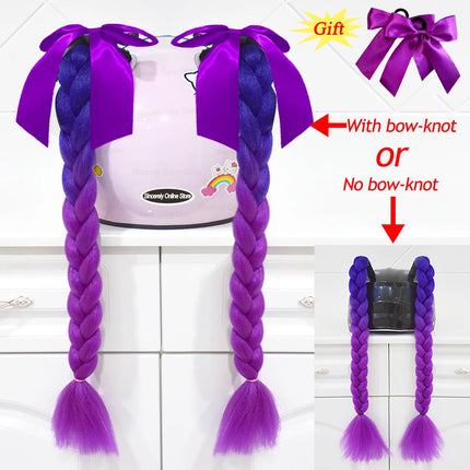 2pcs/pair New Motorcycle Helmet Braids Woman Braids Wig For Motorbike Helmets 164 colors Twist Dual Pigtail Ponytail With Sucker
