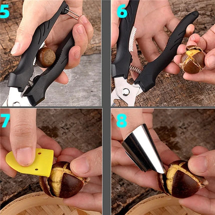 Multipurpose Chestnut Scissors Peeler Chestnut Shell Peeling and Leather Clip Cross Cutting Knife Chestnut Peeler For Kitchen