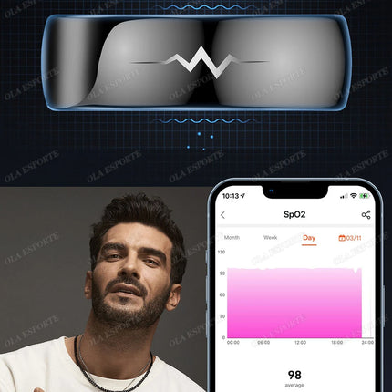 New ECG Smart Ring Heart Rate Blood Pressure Oxygen Body Temperature Sleep Monitoring Rings Waterproof Fitness Sports smartring