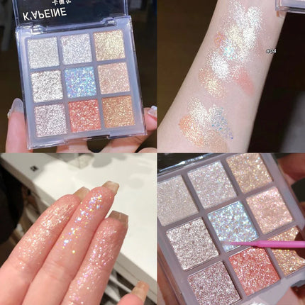 1Pc Pearlescent Eyeshadow Palette Sparkling Sequin Earth Blue Purple Shimmer Highlight Metallic Eye Shadow Glitter Eye Pigments