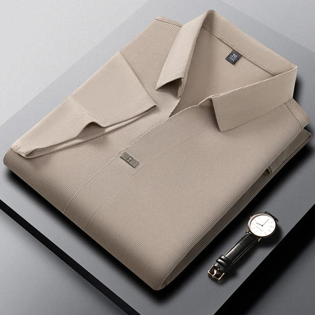 2026 New Men's Casual and Fashionable Solid Color Short Sleeved Polo Shirt Comfortable and Versatile Summer T-shirt