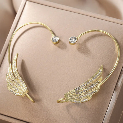 Luxury Star Butterfly Clip Earrings Female Crystal Tassel Ear Clip Earring Sparkling Zircon Ear Cuff Fashion Jewelry accessories