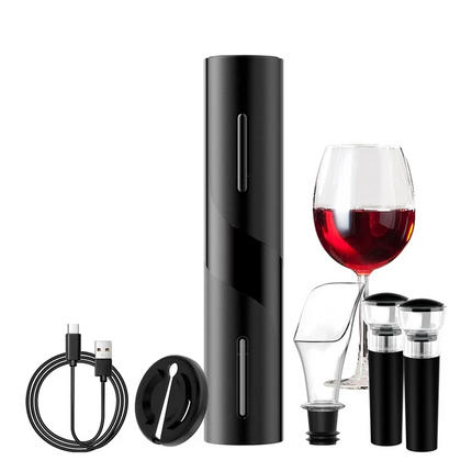 A63M-Electric Wine Opener: Automatic Wine Bottle Opener With Foil Cutter, Wine Pourer, Vacuum Stopper,For Home Kitchen Bar