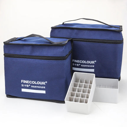 FINECOLOUR Large Capacity Zipper Pen Bag Art Markers Canvas Storage Navy Blue Bag Hold With base 120/168/240Pcs Markers Pen