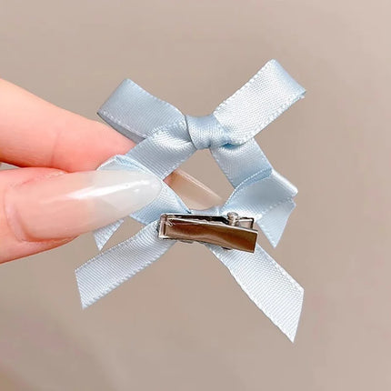 10PCS/Bag Sweet Bow Baby Girl Hair Clips Korean Solid Color Bowknot Duck Tongue Clips Princess Kids Side Clips Barrettes