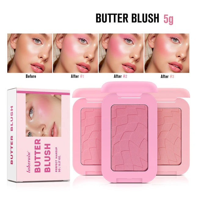 Matte Butter Powder Blush Bronzer Contour Natural Brighten Cheek Tint Rubores Single Color Blusher Rouge Palette Korean Makeup