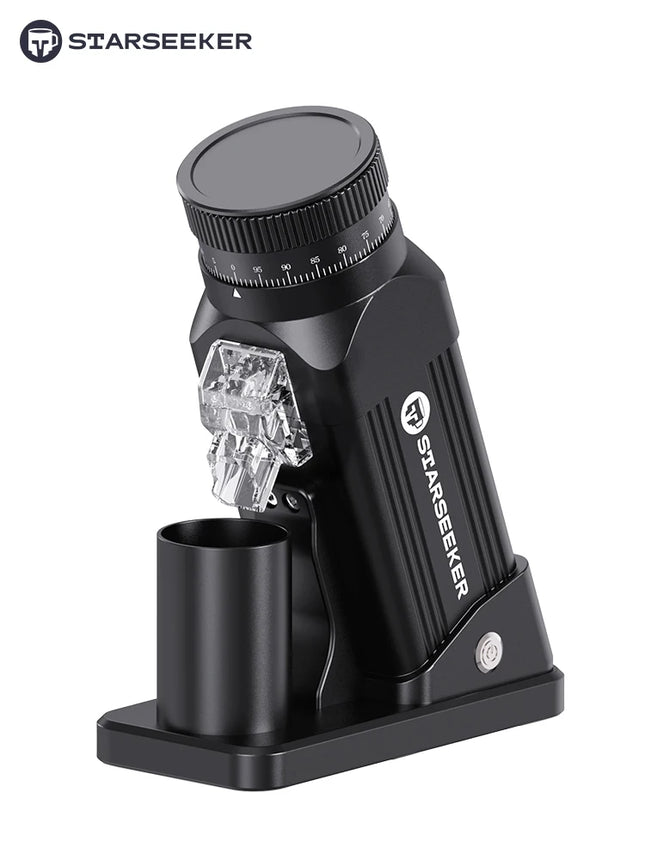 STARSEEKER E64 Electric Coffee Grinder 64MM Espresso Titanium Flat Burr Stepless Fineness Adjustment Home Bean Grinder Black
