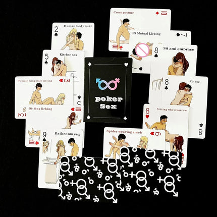 Adult Poker Card Game Set-Bedroom Fun Role Play 54 Cards Hottest Couples Sex Positions Sex Gift for Couples Connection Card Game
