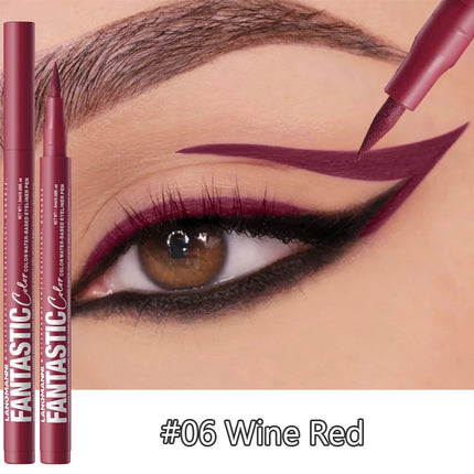 Matte Dark Purple Red Eye Liner Makeup White Liquid Eyeliner Quick-Drying Waterproof Eyeliner Pencil Long-Lasting 12 Color Eyes